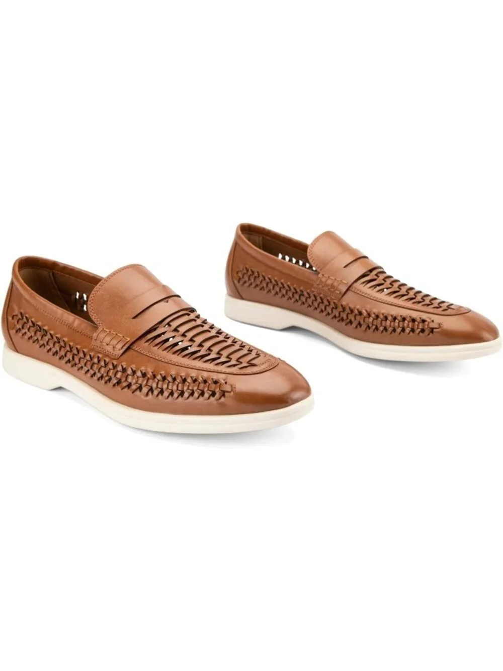 🆕Men's All Brown Leather Loafers Slip-On Moccasins Dress Shoes Lightweight